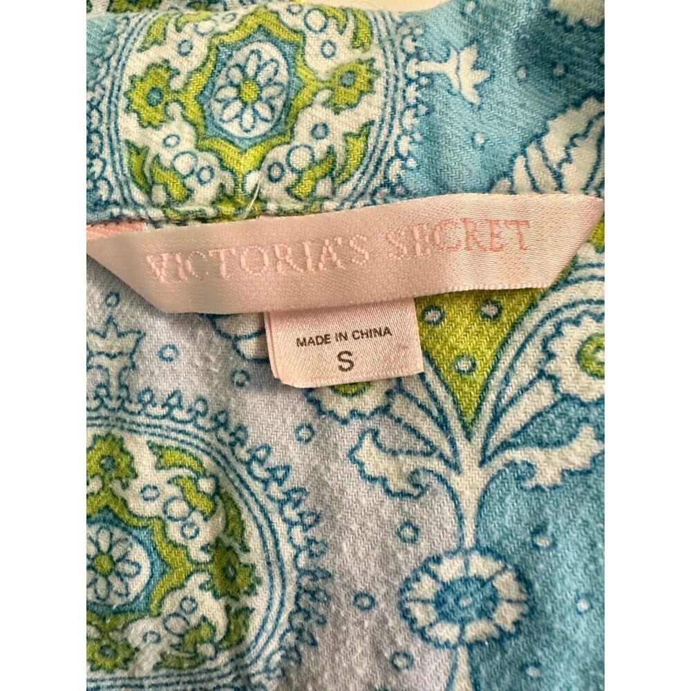 Victoria Secret Pajama Set Size Small Paisley Print Lime Green/Blue - Picture 9 of 16